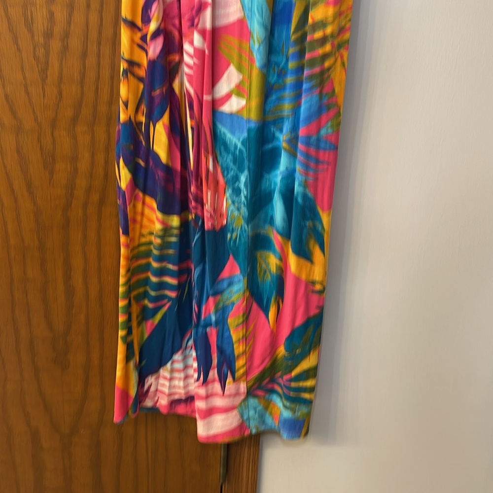 LANE BRYANT UEC Size 14/16 Sleeveless Tropical Print Midi Dress Pink Blue yellow - Picture 12 of 16